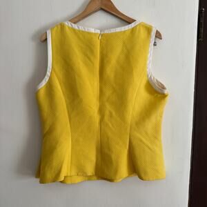 90s VIntage ESCADA Quilted Sunshine Yellow White Trim Shell Top Size 44 / Large